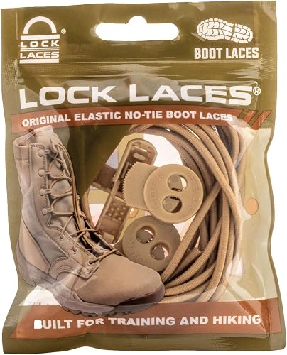 Photo 1 of tan Lock Laces for Boots (1 Pair) Premium Heavy Duty Elastic No Tie Boot Laces for Boots and Shoes