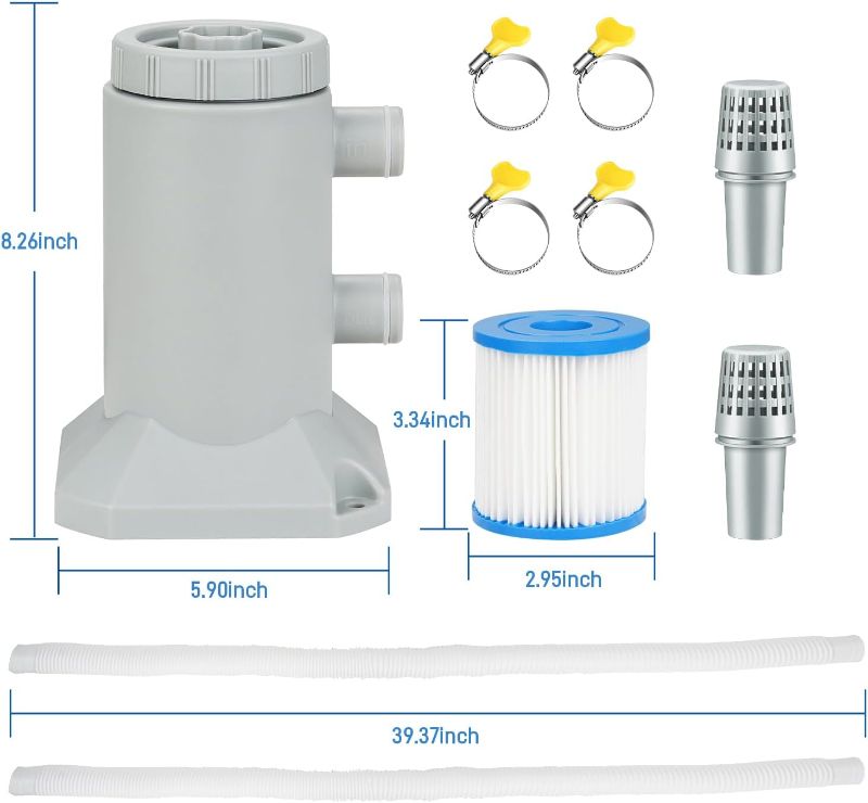 Photo 1 of Small Pool Pump and Filter Kit, Powerful 530 GHP Above Ground Pool Filter Pump Quickly and Cleanliness of Your Pool Water, Pool Pumps for Above Ground Pools (Gray 530GHP)