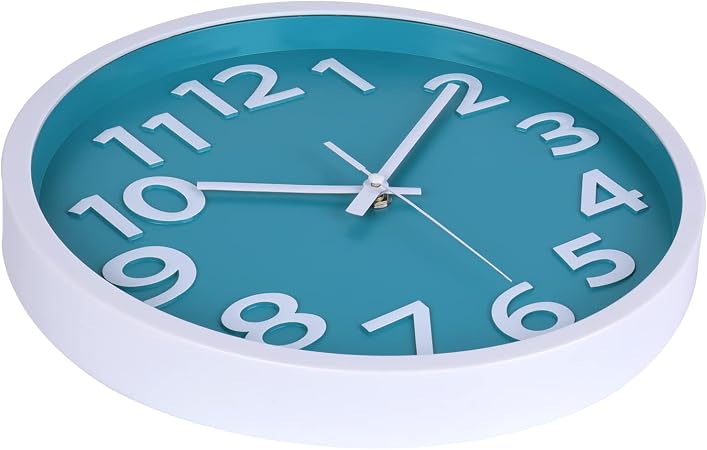 Photo 1 of Wall Clock Silent Non Ticking Indoor Outdoor Clock Battery Operated Easy to Read Analog Decorative Clocks for Bedroom Office Home Patio Pool Porch Decor,12 Inch Aqua