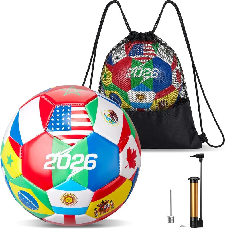 Photo 1 of Tellingyou 6 Pack World Flags Soccer Ball 2026 International Size 5,Size 5
Multi Country Flags USA Mexico Brazil, Cup Theme Training, Includes Pump Needle Bag, For Team Practice Club Games Fans