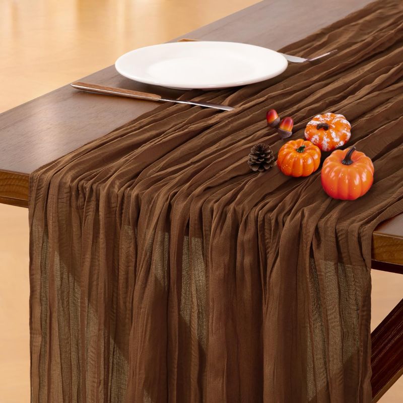 Photo 1 of Cheesecloth Table Runner Fall Brown Boho Wedding Birthday Party Home Decor
Brown 10pcs Rustic Gauze 10FT Cheese Cloth Sheer Farmhouse Dining Runner for Baby Shower Bridal Holiday Decorations