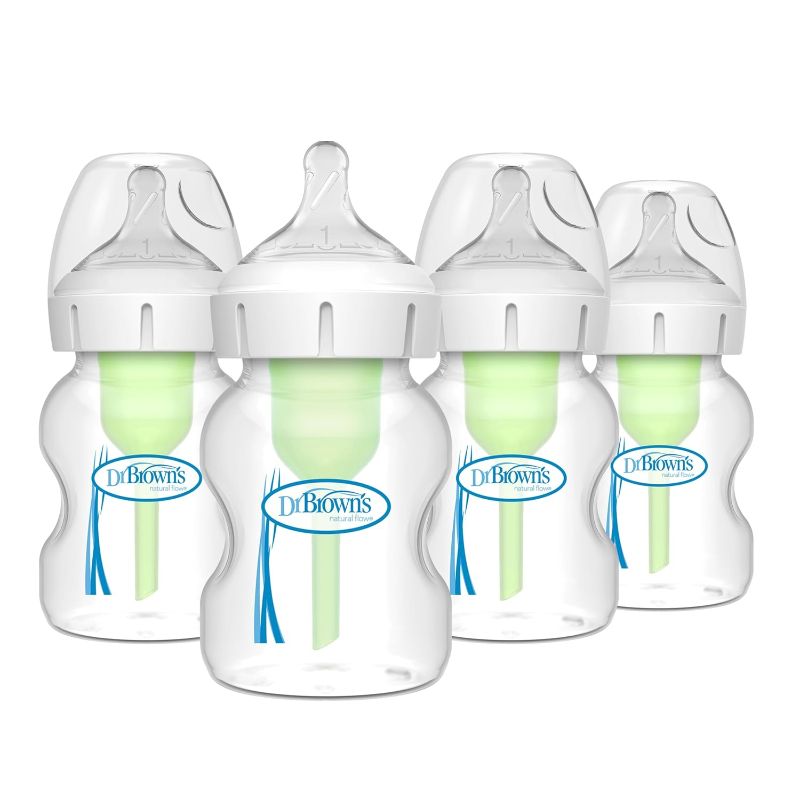 Photo 1 of Dr. Brown's Anti-Colic Options+ Wide-Neck Baby Bottles, 5 oz, 4-Pack
Clinically proven to reduce colic, bottles with Level 1 slow flow nipple, 0m+, BPA-free