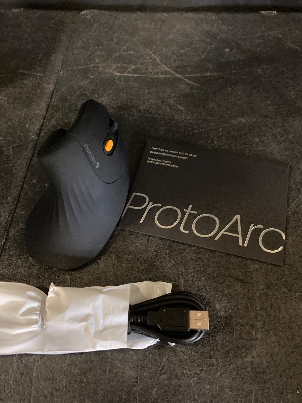 View 2 of ProtoArc EM11 NL Wireless Ergonomic Vertical Mouse, Rechargeable, Black
58° vertical design supports a natural wrist posture, connect 3 devices via Bluetooth/2.4G USB-A, 500mAh USB-C rechargeable