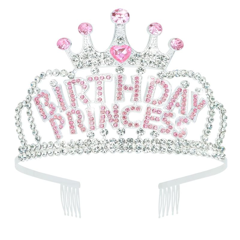 Photo 1 of Birthday Crown For Girls And Women - Princess Tiara Birthday Decorations And Gifts - Silver
