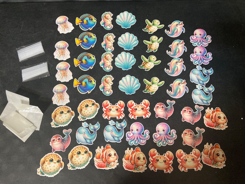 Photo 1 of 48Pcs Ocean Animal Cupcake Toppers for birthday Partys