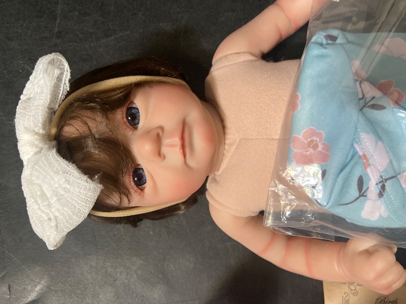 Photo 1 of Reborn Baby Doll 22 Inch Lifelike Newborn Gentle-Touch Silicone Vinyl Weighted Body Deluxe Fiber Hair