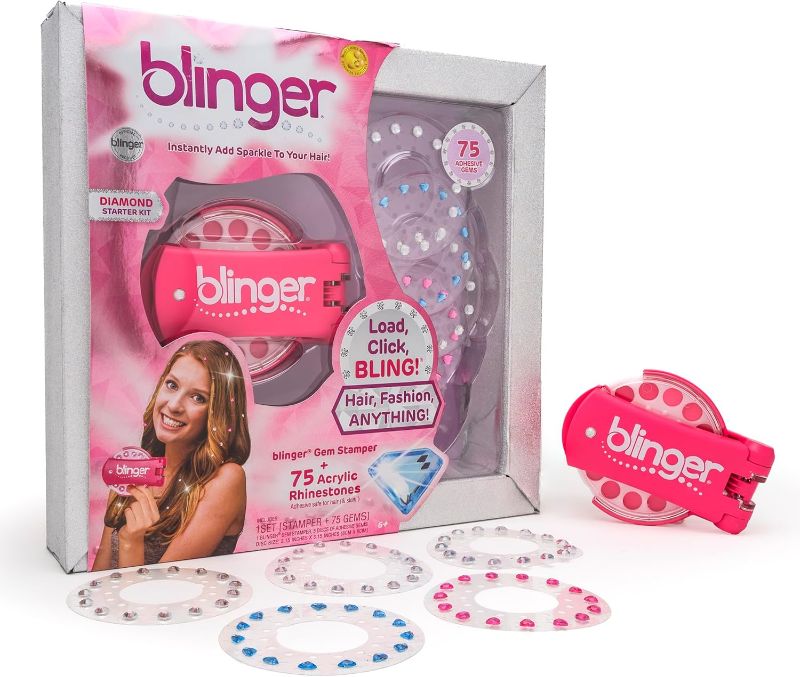 Photo 1 of blinger® Diamond Starter Set - Dreams – as seen on Shark Tank | 25 Colorful Rhinestone Gems | Hair Bling Styling Tool | Easy to Use | Hair-Safe Jewel | Perfect Gifts School Parties, Festivals