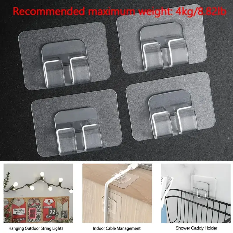 Photo 1 of Tioncy 80 Pcs Hooks for Outdoor String Lights Heavy Duty Outdoor Light Clips Waterproof Outdoor Adhesive Hook Clear Outdoor Light Hangers for Patio Hanging Christmas Light Cable Cord Rope Organizer