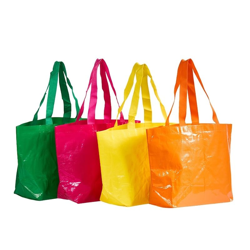 Photo 1 of 4PK Reusable Recyclable PP Material Tote Woven Shopping Bag
