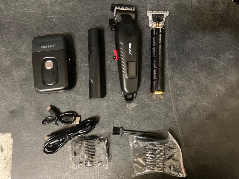 View 2 of Nurlux 4 Piece Electric Hair Clipper and Shaver Set, Nose trimmer, Professional Alloy Blades, USB Rechargeable with LCD Screen