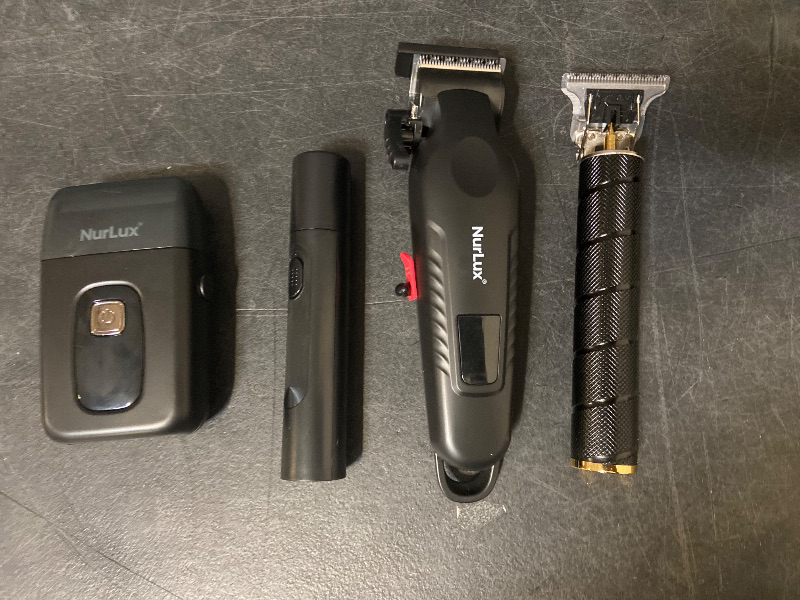 View 3 of Nurlux 4 Piece Electric Hair Clipper and Shaver Set, Nose trimmer, Professional Alloy Blades, USB Rechargeable with LCD Screen