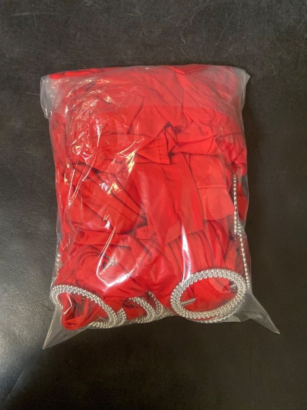 Photo 1 of 45pcs Spandex Chair Sashes Bows Bands Stretch Ties with Buckle Slider for Party Banquet Reception Decoration-RED