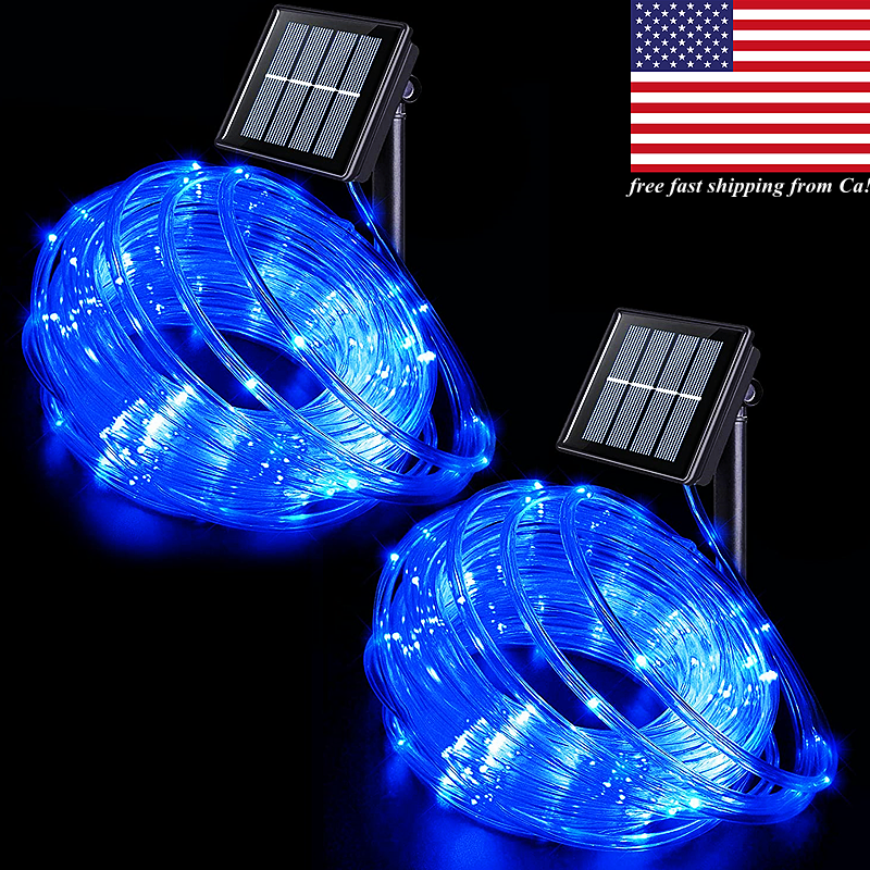 Photo 1 of 2 Pack Solar String Lights for Outside - 320LED 132FT Solar Fairy Lights Outdoor Waterproof 8 Modes, Copper Wire Solar Powered Twinkle Lights for Tree Garden Christmas Wedding Party Decor, Blue
