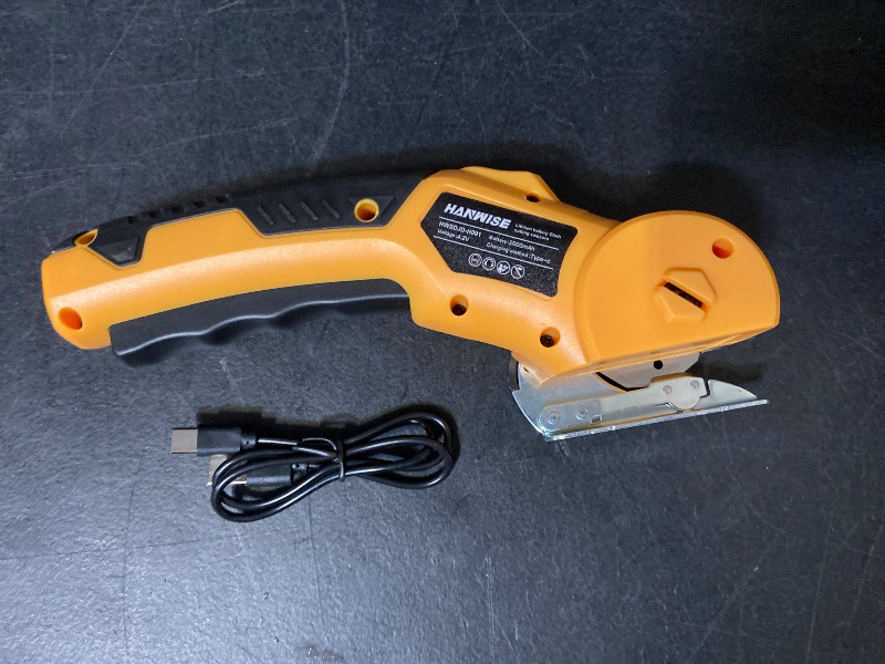 Photo 1 of Cordless Electric Scissors, Power Cardboard Cutter with Safety Lock, Rechargeable 4V 2000mAh Electric Box Cutter for Cardboard, Fabric, Carpet, Leather, Paper, Plastic, Packages, Rotary Cutter