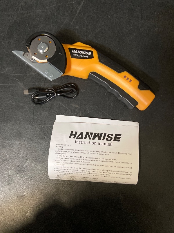 Photo 1 of Cordless Electric Scissors, Power Cardboard Cutter with Safety Lock, Rechargeable 4V 2000mAh Electric Box Cutter for Cardboard, Fabric, Carpet, Leather, Paper, Plastic, Packages, Rotary Cutter