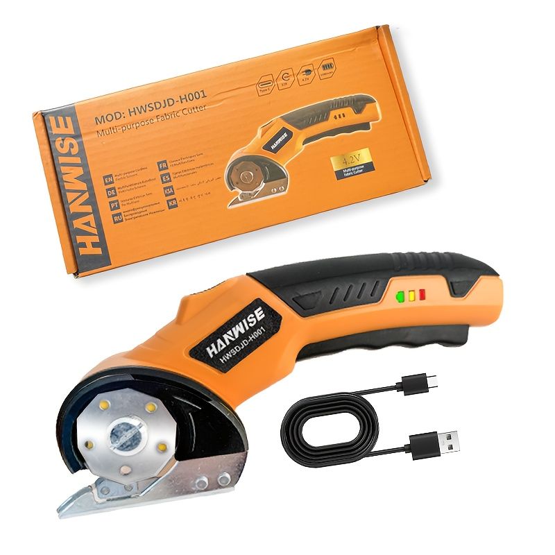 Photo 1 of Cordless Electric Scissors, Power Cardboard Cutter with Safety Lock, Rechargeable 4V 2000mAh Electric Box Cutter for Cardboard, Fabric, Carpet, Leather, Paper, Plastic, Packages, Rotary Cutter