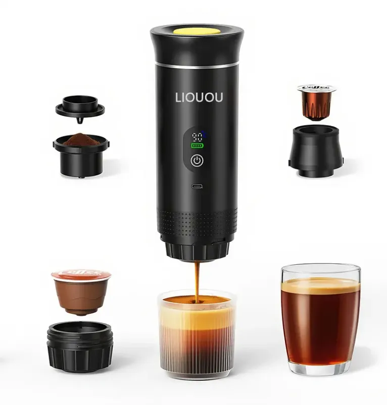 Photo 1 of 3-in-1 Portable Coffee Maker for Travel,Self-Heating Espresso Machine with USB-C,LED Display,20 Bar,Compatible with Coffee Grounds&Capsules