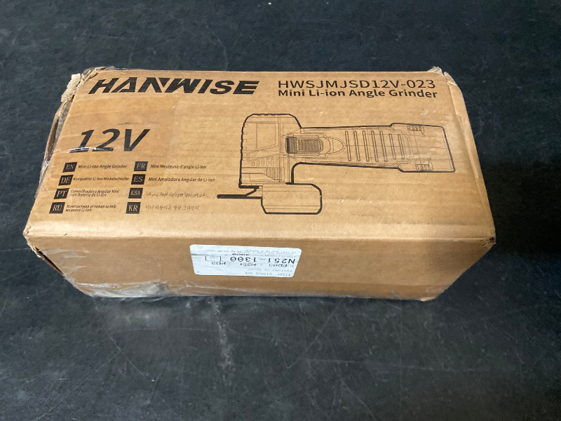 Photo 1 of HANWISE rechargeable mini angle grinder, equipped with cordless lithium battery, is very suitable for home use. It is compact, portable, multifunctional, metal polisher, suitable for wood and metal polishing
