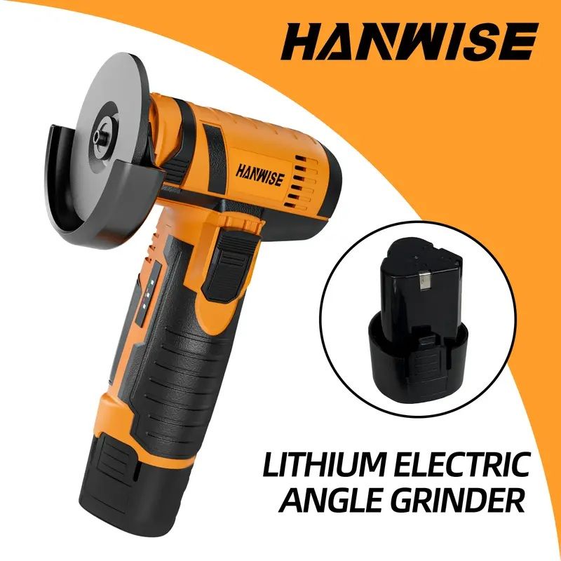 Photo 1 of HANWISE rechargeable mini angle grinder, equipped with cordless lithium battery, is very suitable for home use. It is compact, portable, multifunctional, metal polisher, suitable for wood and metal polishing
