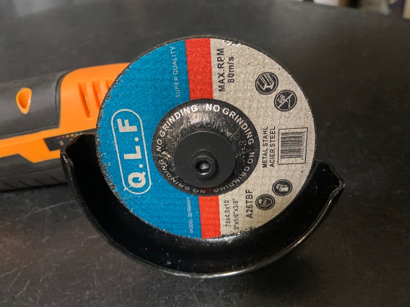 Photo 1 of HANWISE rechargeable mini angle grinder, equipped with cordless lithium battery, is very suitable for home use. It is compact, portable, multifunctional, metal polisher, suitable for wood and metal polishing
