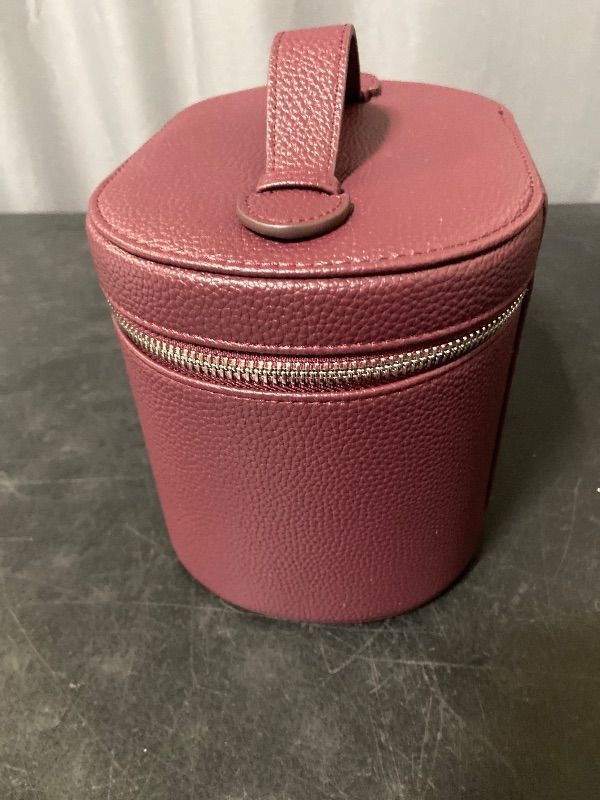 View 3 of Mauve Makeup Bag, Travel Make up Case with Compartments and Handle, Portable Cosmetic Organizer Bags,Toiletry Bag for Women