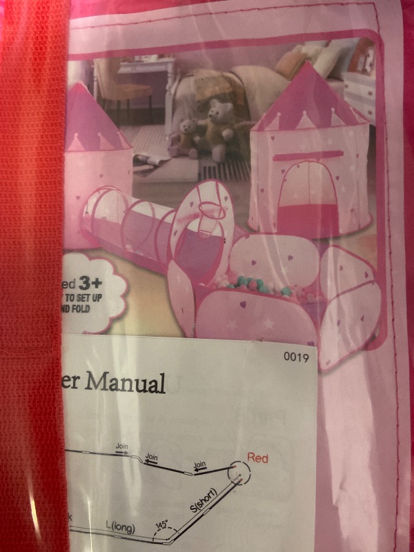 View 2 of 3pc Kids Play Tent for Girls with Ball Pit, Crawl Tunnel, Princess Tents for Toddlers, Baby Space World Playhouse Toys, Boys Indoor& Outdoor Play House, Perfect Kid’s Gifts