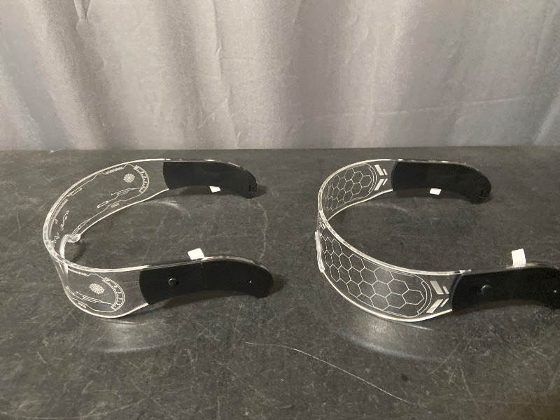 Photo 1 of 2 Pairs Light Up Glasses For Party LED Glasses For Adults Kids Futuristic Sunglasses Cosplay Costume Glow In Dark Accessories (Concise style)