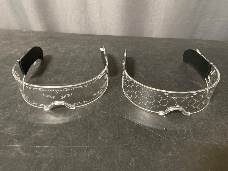 Photo 1 of 2 Pairs Light Up Glasses For Party LED Glasses For Adults Kids Futuristic Sunglasses Cosplay Costume Glow In Dark Accessories (Concise style)
