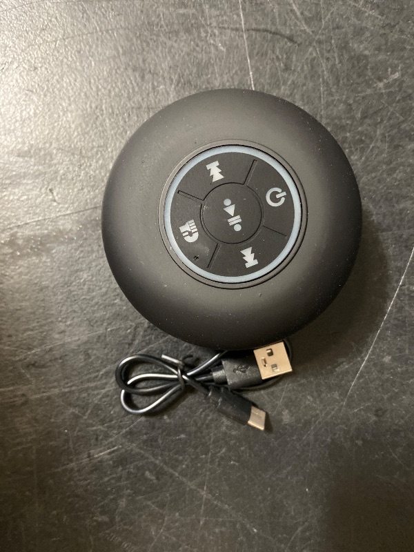 Photo 1 of Bluetooth Shower Speaker with LED – Portable Wireless Mini Speaker with Mic & Suction Cup, IPX4 Water Resistant for Shower, Travel, Pool, River Floating, and Outdoor Fun (Black)
