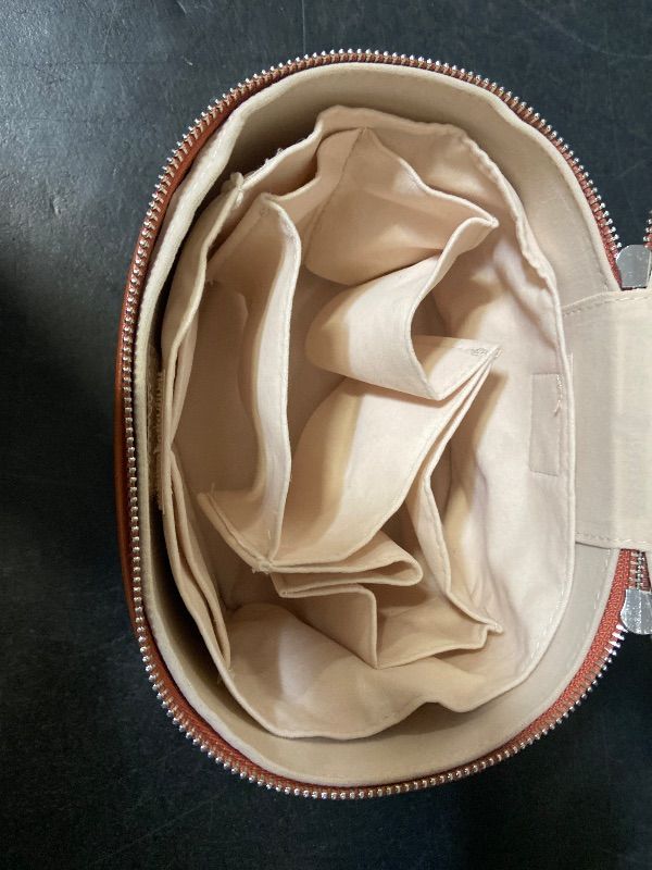 Photo 1 of Brown Makeup Bag Vanity Case with Divider and Handle, Aesthetic Makeup Bags, Waterproof PU Leather Toiletry Bag for Women Girls, Portable Cosmetic Organizer Bag (01Brown)