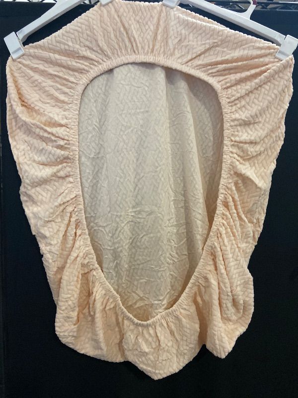 Photo 1 of Size L Base Cushions Geometric Polyester Velvet Stretch Sofa Cover for individual cushions (Peach)