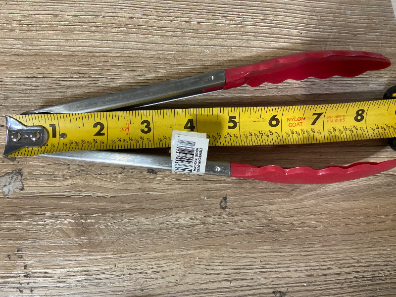 Photo 1 of 9in Silicone Non-Stick Kitchen Tongs with Stainless Steel Handle- Red