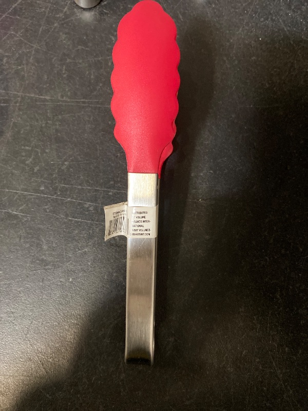 Photo 1 of 9in Silicone Non-Stick Kitchen Tongs with Stainless Steel Handle- Red