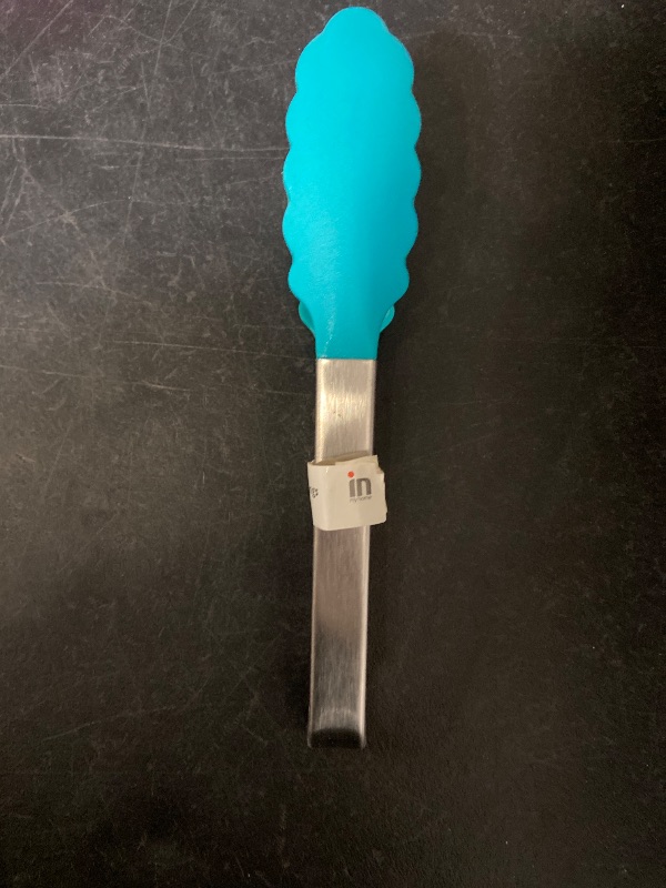 Photo 1 of 9in Silicone Non-Stick Kitchen Tongs with Stainless Steel Handle- Aqua
