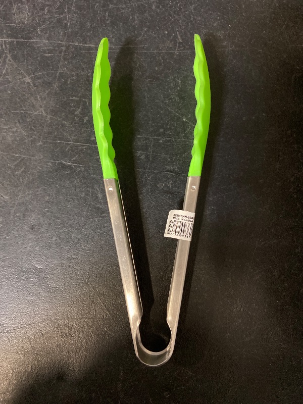 Photo 1 of 9in Silicone Non-Stick Kitchen Tongs with Stainless Steel Handle- Lime Green