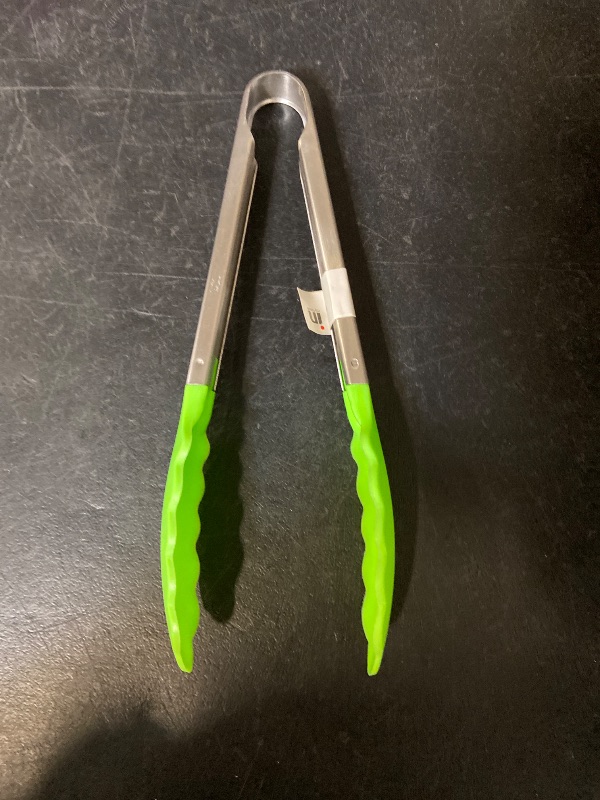 Photo 1 of 9in Silicone Non-Stick Kitchen Tongs with Stainless Steel Handle- Lime Green
