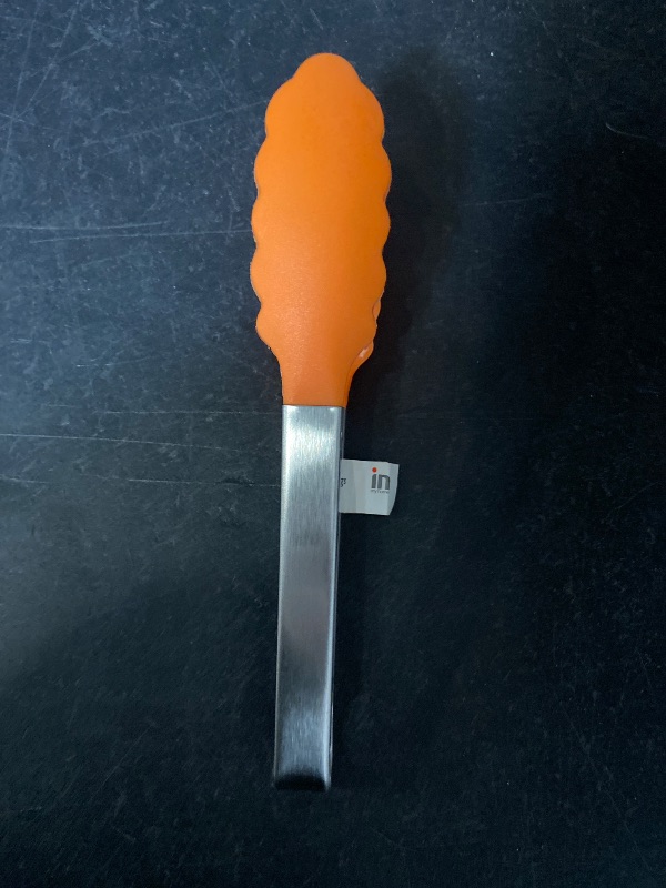 Photo 1 of 9in Silicone Non-Stick Kitchen Tongs with Stainless Steel Handle- Orange