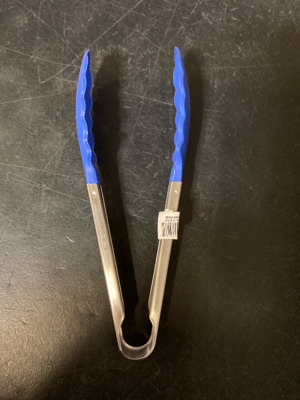 Photo 1 of 9in Silicone Non-Stick Kitchen Tongs with Stainless Steel Handle- Blue