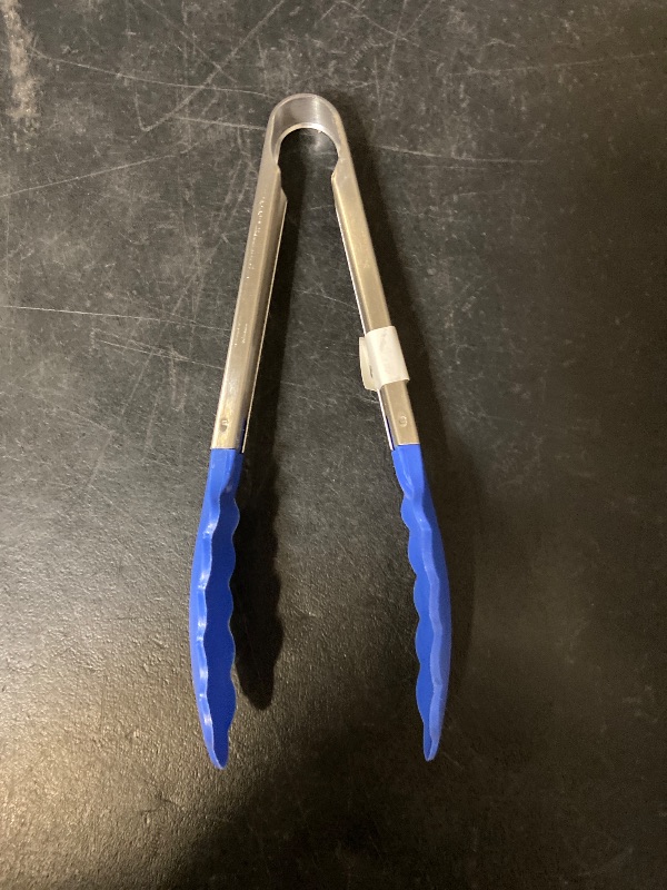 Photo 1 of 9in Silicone Non-Stick Kitchen Tongs with Stainless Steel Handle- Blue