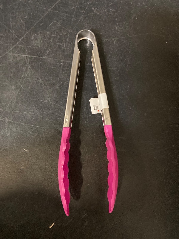 Photo 1 of 9in Silicone Non-Stick Kitchen Tongs with Stainless Steel Handle- Purplish pink