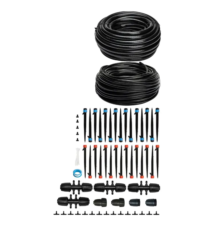 Photo 1 of 169 ft. Drip Irrigation System w/ 1/2 in. and 1/4 in. Tubing, Adjustable Emitters, Fittings for Garden, Greenhouse, Lawn