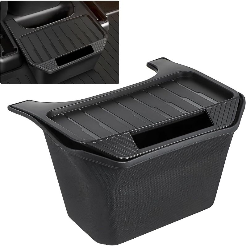 Photo 1 of Backseat Car Organizer and Trash Bin Center Console Storage Box for Cars Suvs and Trucks Vehicle Trash Container and Backseat Storage Holder