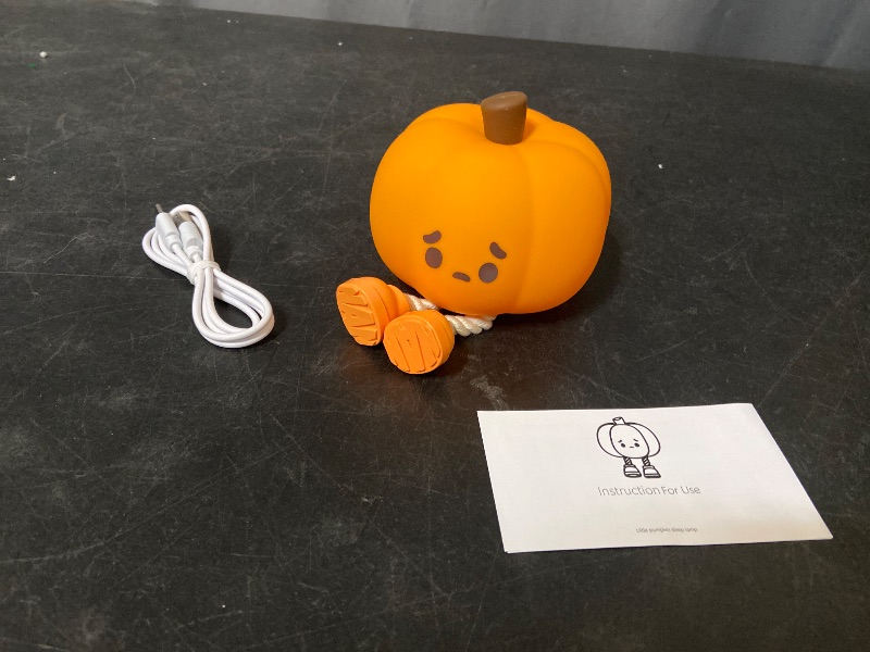 Photo 1 of BrizLabs Pumpkin Night Light, 1 Pack Rechargeable Halloween Night Lights, Dimmable Nursery Nightlight, Silicone Touch Cute Pumpkin Lamp, LED Bedside Lamp for Kids Girls Baby Toddler Bedroom Halloween