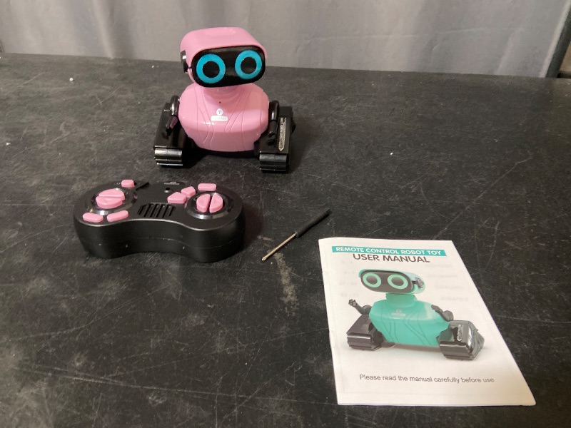 Photo 1 of GILOBABY Remote Control Robot Toy for Kids 3-5 Years, Flashing LED Eyes, Dancing and Flexible Moves, Auto Demo Mode, Gift for Girls (Pink)