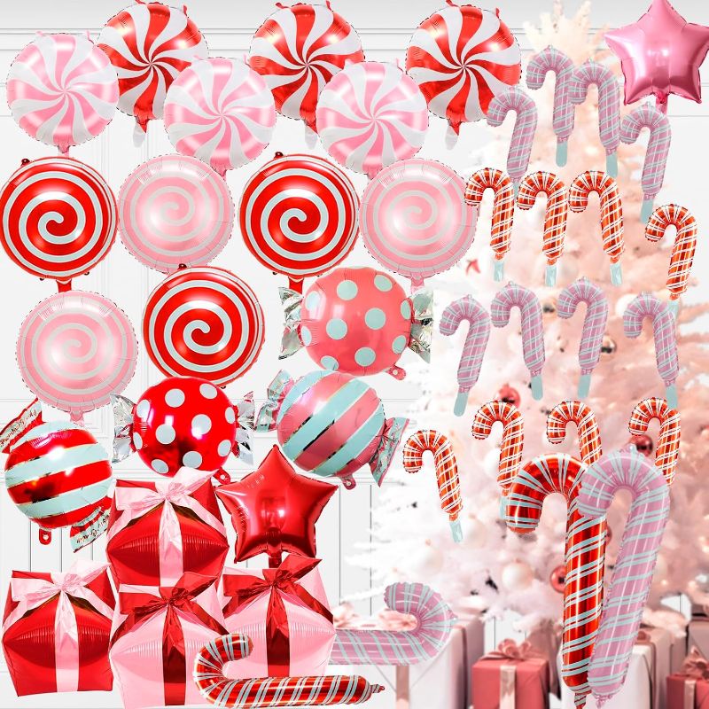 Photo 1 of 12 Pcs Sweet Candy Balloon Set,18 Inch Candies Mylar Foil Balloons,Round Lollipop Balloon,Candy themed Party Decorations for Kids Christmas Birthday Party Baby shower supplies