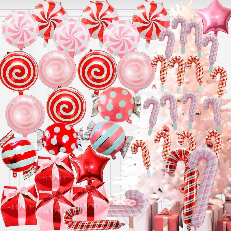 Photo 1 of 12 Pcs Sweet Candy Balloon Set,18 Inch Candies Mylar Foil Balloons,Round Lollipop Balloon,Candy themed Party Decorations for Kids Christmas Birthday Party Baby shower supplies
