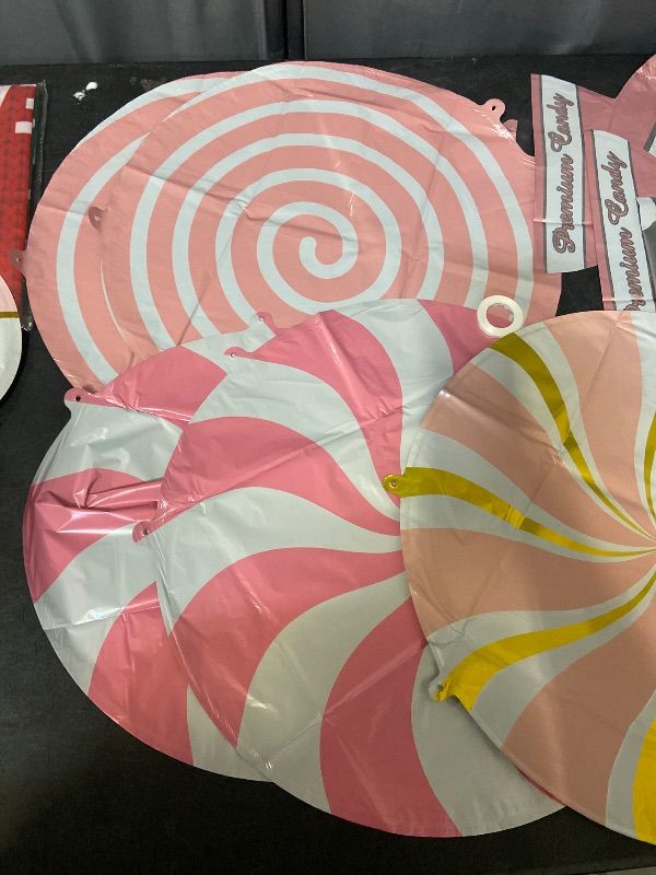 Photo 1 of 12 Pcs Sweet Candy Balloon Set,18 Inch Candies Mylar Foil Balloons,Round Lollipop Balloon,Candy themed Party Decorations for Kids Christmas Birthday Party Baby shower supplies