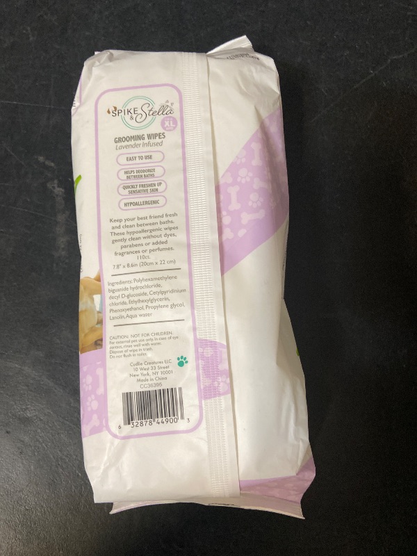 Photo 1 of 110 Pack Pet Grooming Wipes - Extra-Large Sizes - Lavender - Hypoallergenic & Extra Durable - Perfect for Dogs & Cats, 8.6"x7.8"