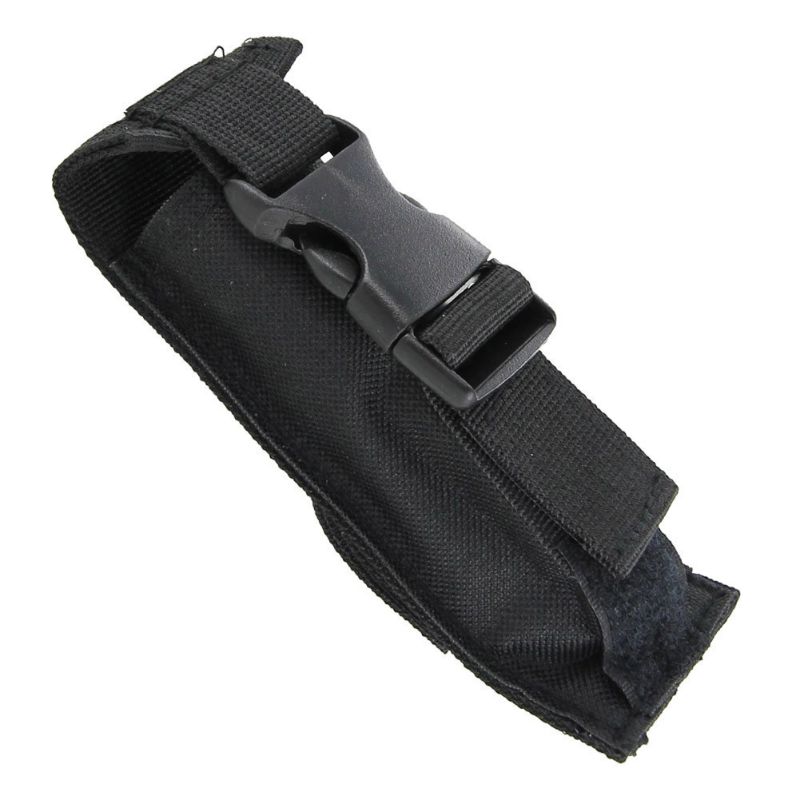Photo 1 of *5inx1in Black nylon knife sheath featuring a plastic quick-release buckle and an integrated belt loop on the back