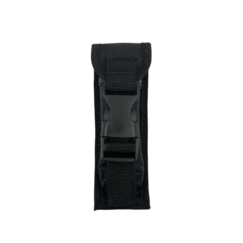 Photo 1 of *5in black nylon tactical pouch features a quick-release plastic buckle for secure closure.